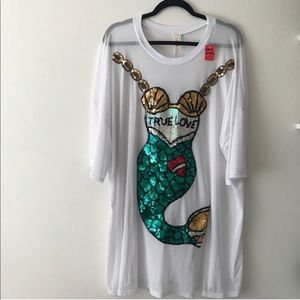 Mesh mermaid sequin top